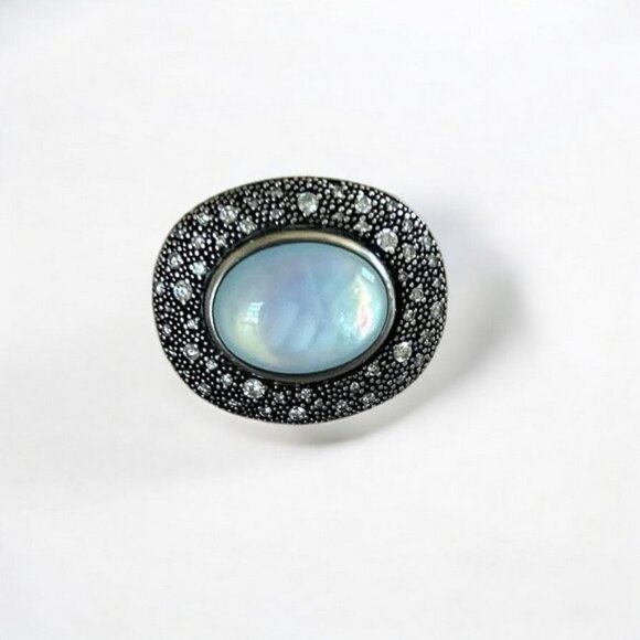 AUTHENTICATED David Yurman Moon Quartz & Diamond Mélange Ring - ORIGINAL TAG - Picture 2 of 10